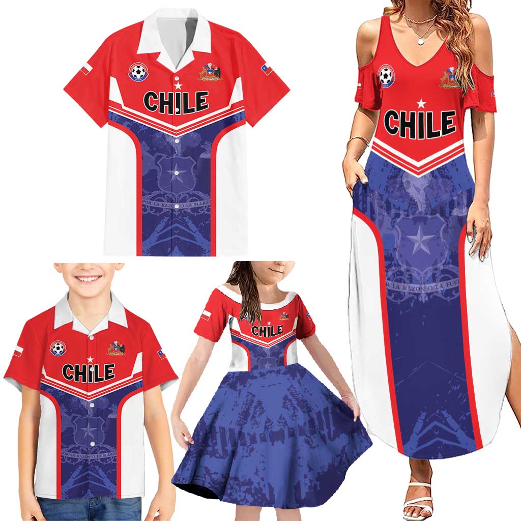 Custom Football Chile Family Matching Summer Maxi Dress and Hawaiian Shirt Vamos La Roja - Wonder Print Shop