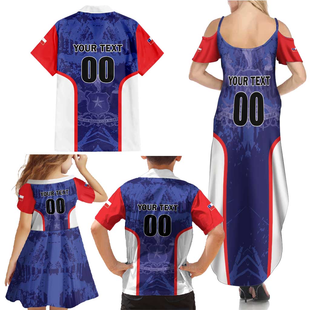 Custom Football Chile Family Matching Summer Maxi Dress and Hawaiian Shirt Vamos La Roja - Wonder Print Shop