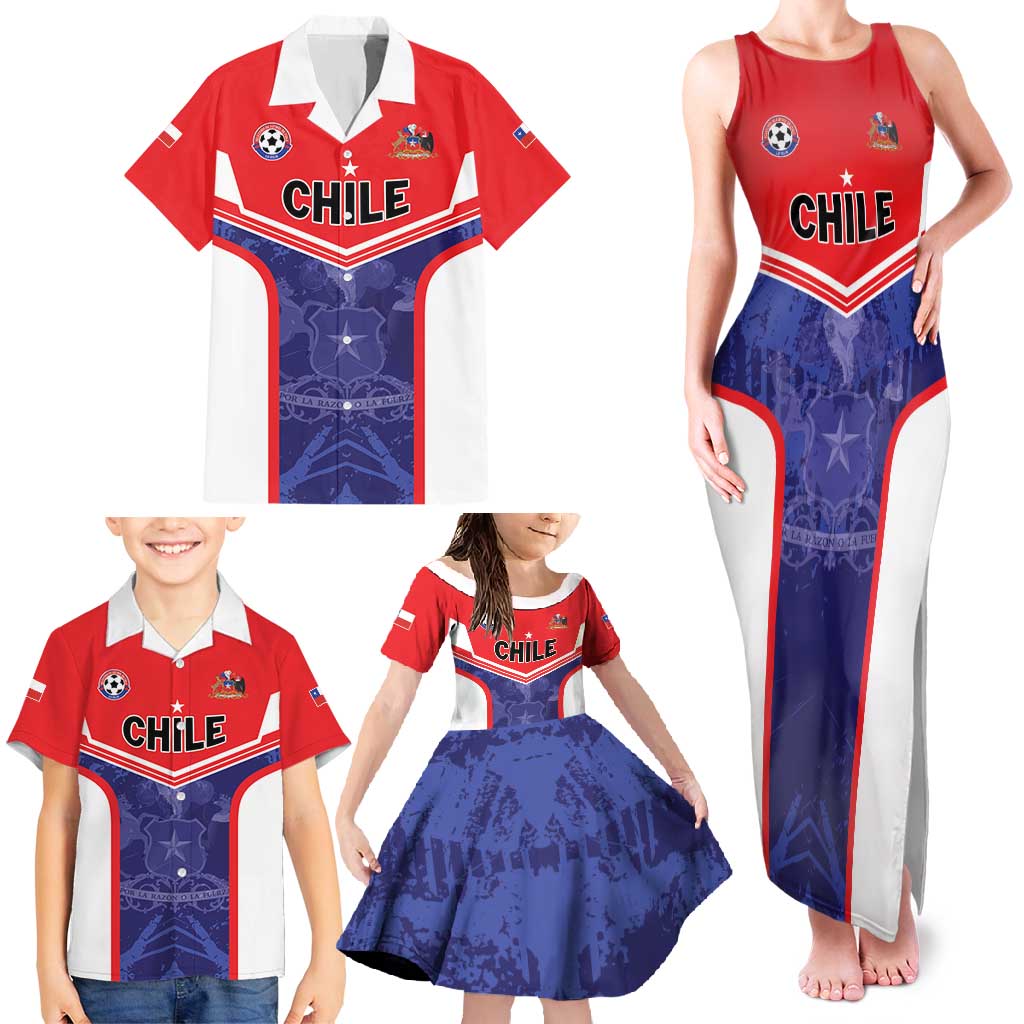 Custom Football Chile Family Matching Tank Maxi Dress and Hawaiian Shirt Vamos La Roja - Wonder Print Shop