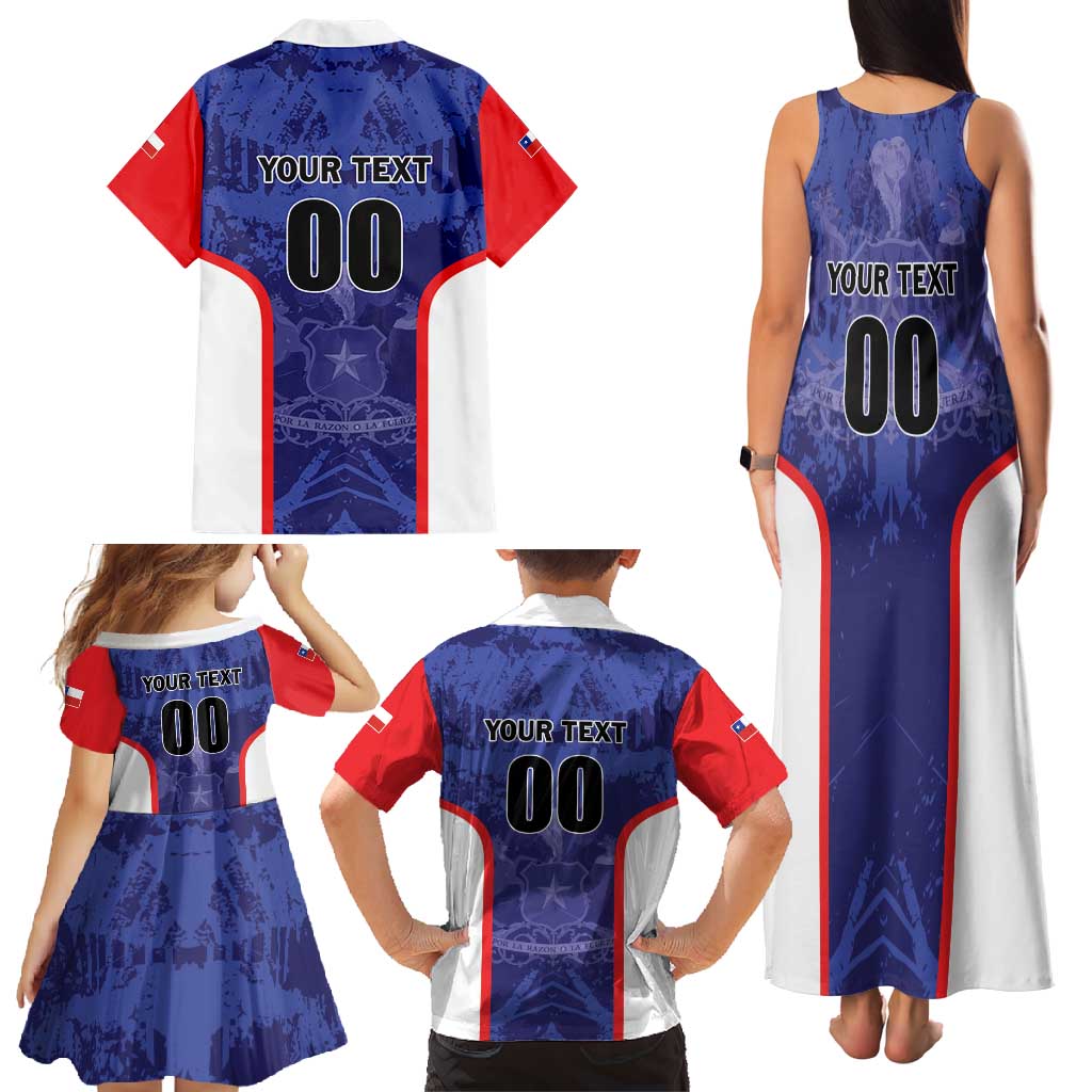 Custom Football Chile Family Matching Tank Maxi Dress and Hawaiian Shirt Vamos La Roja - Wonder Print Shop