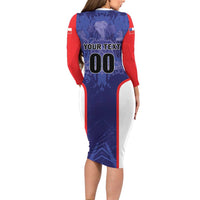 Custom Football Chile Long Sleeve Bodycon Dress Vamos La Roja - Wonder Print Shop