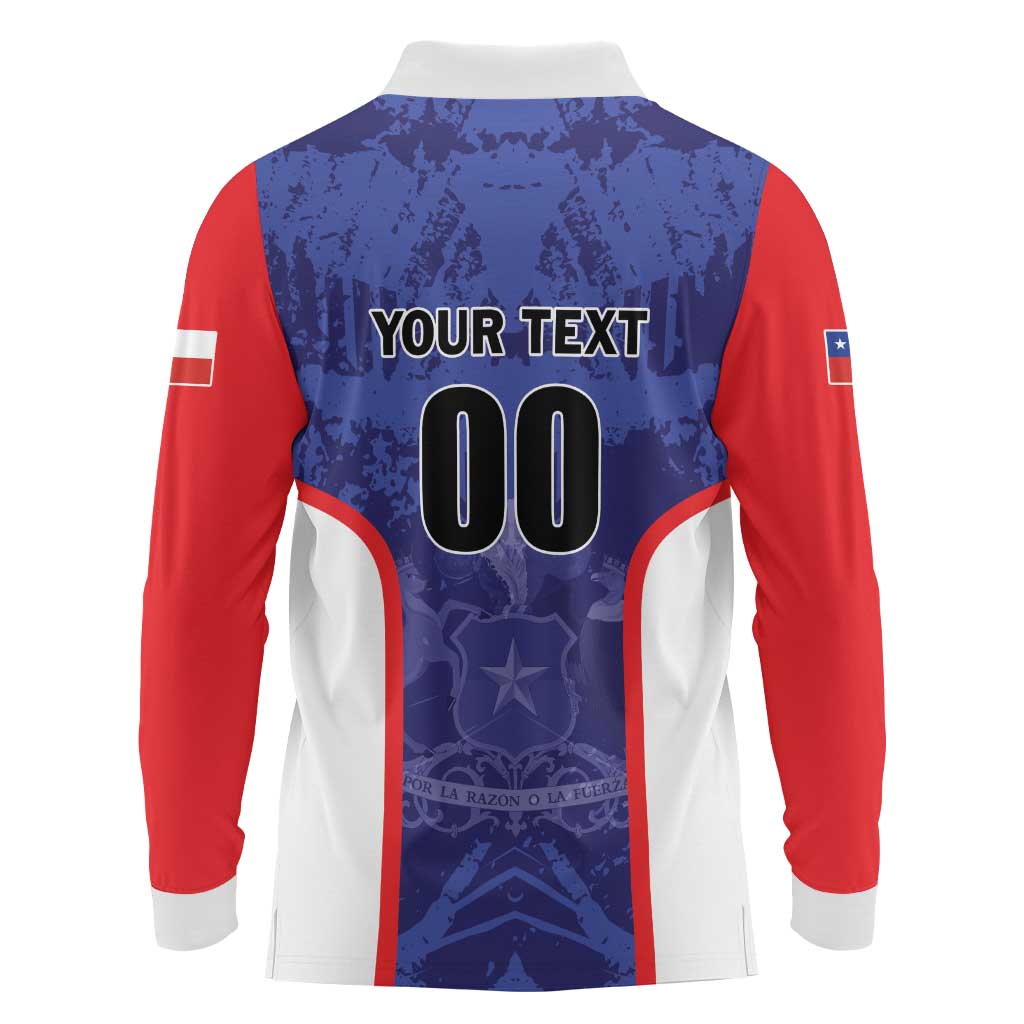 Custom Football Chile Long Sleeve Polo Shirt Vamos La Roja - Wonder Print Shop