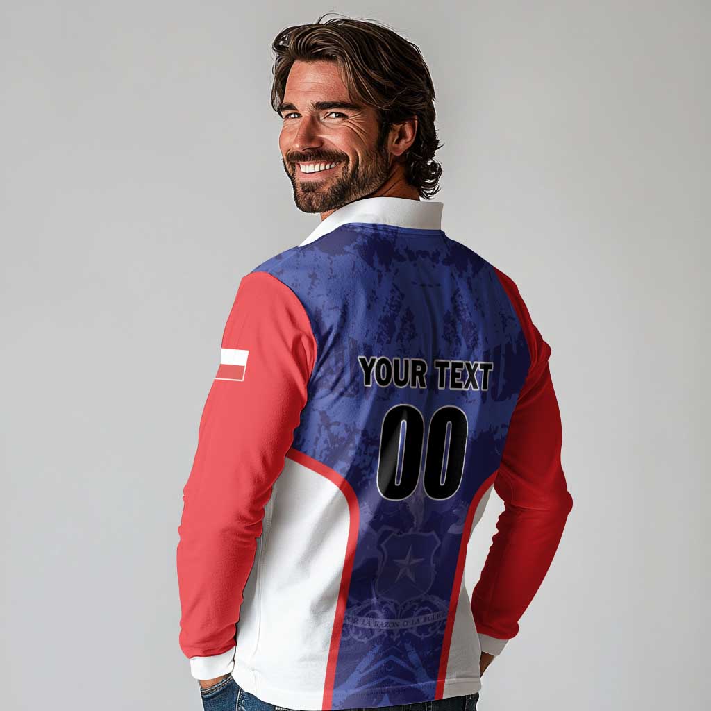 Custom Football Chile Long Sleeve Polo Shirt Vamos La Roja - Wonder Print Shop