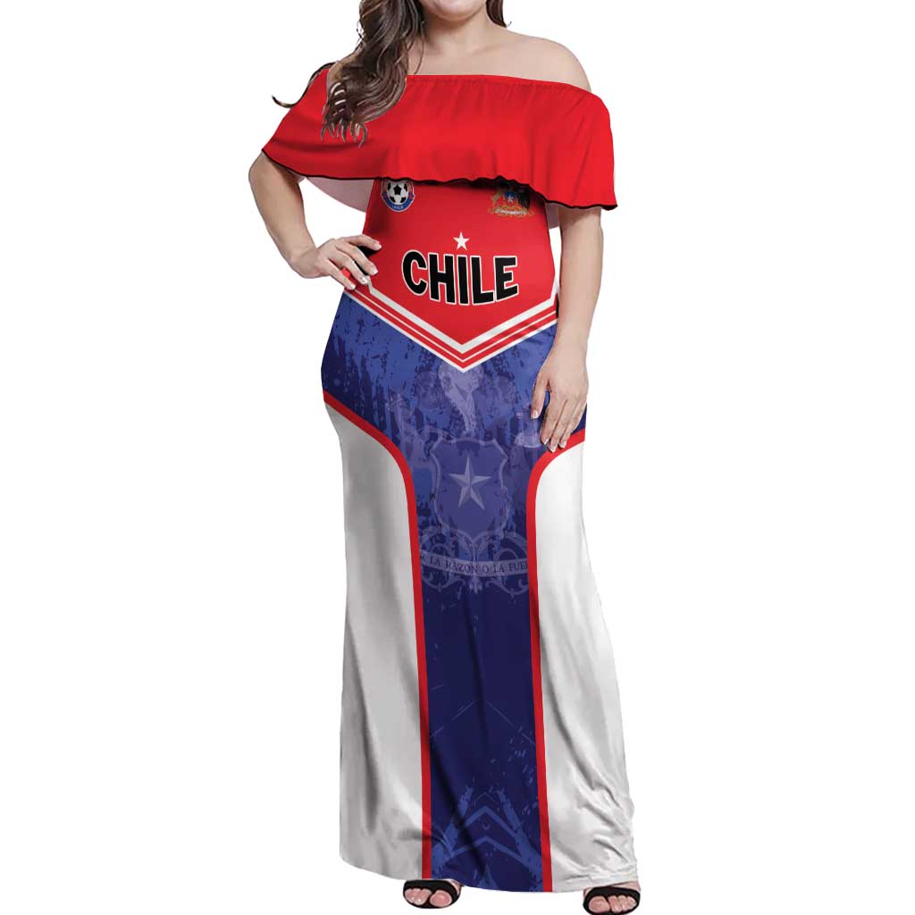 Custom Football Chile Off Shoulder Maxi Dress Vamos La Roja - Wonder Print Shop