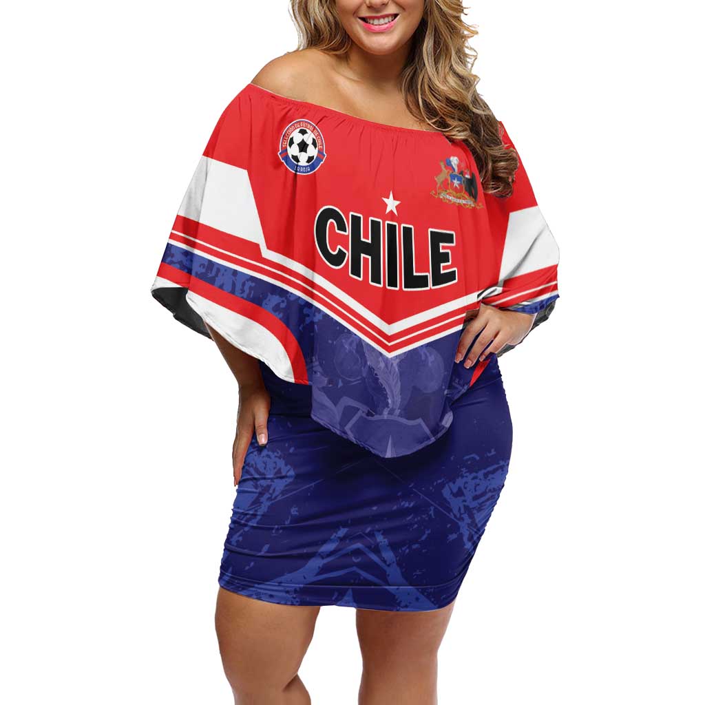 Custom Football Chile Off Shoulder Short Dress Vamos La Roja - Wonder Print Shop
