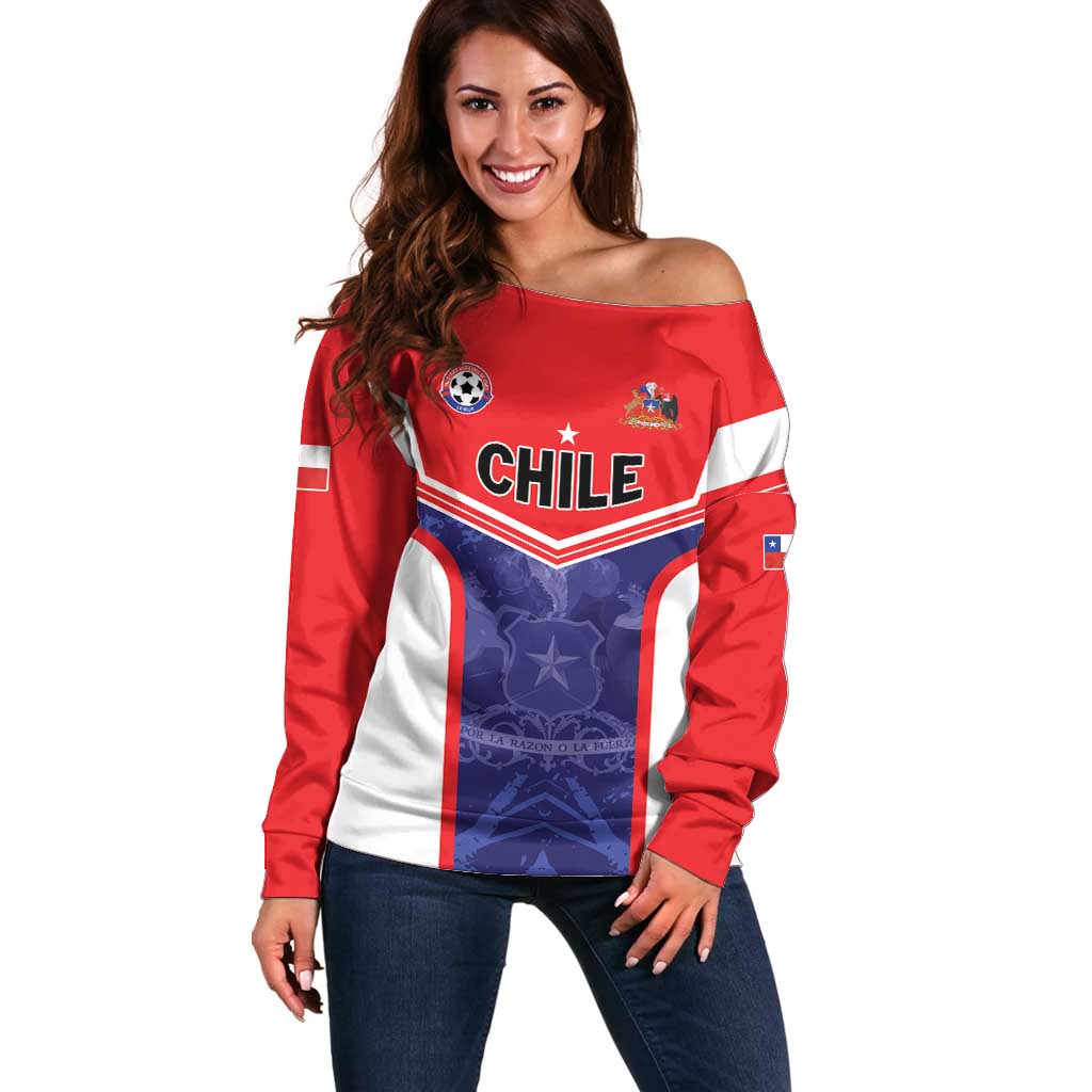 Custom Football Chile Off Shoulder Sweater Vamos La Roja - Wonder Print Shop