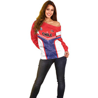 Custom Football Chile Off Shoulder Sweater Vamos La Roja - Wonder Print Shop