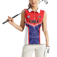 Custom Football Chile Women Sleeveless Polo Shirt Vamos La Roja - Wonder Print Shop