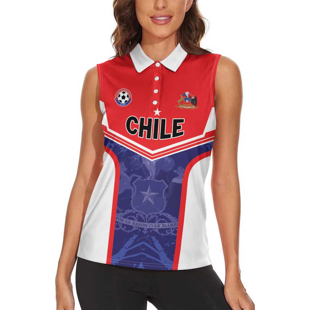 Custom Football Chile Women Sleeveless Polo Shirt Vamos La Roja - Wonder Print Shop