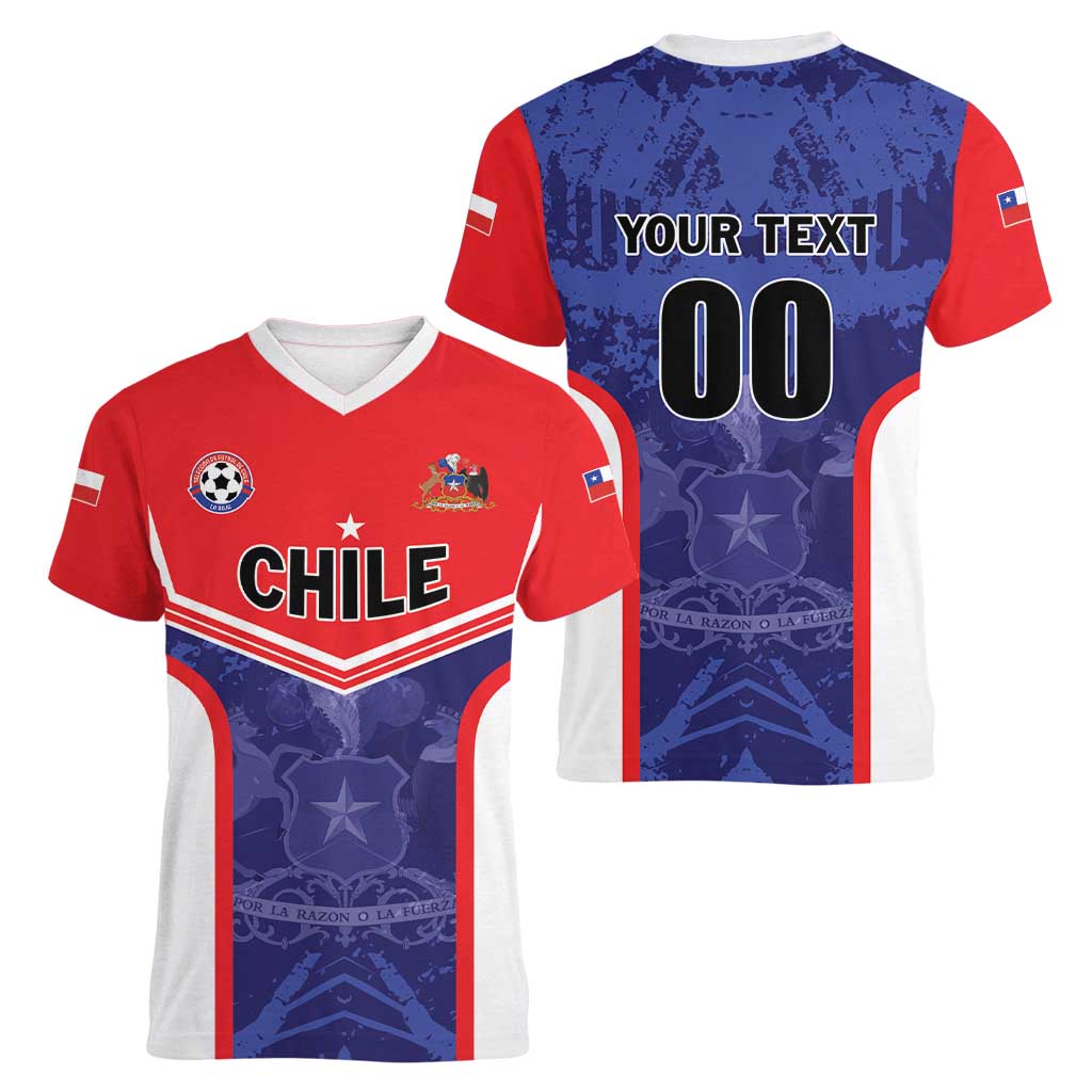 Custom Football Chile Women V-Neck T-Shirt Vamos La Roja - Wonder Print Shop
