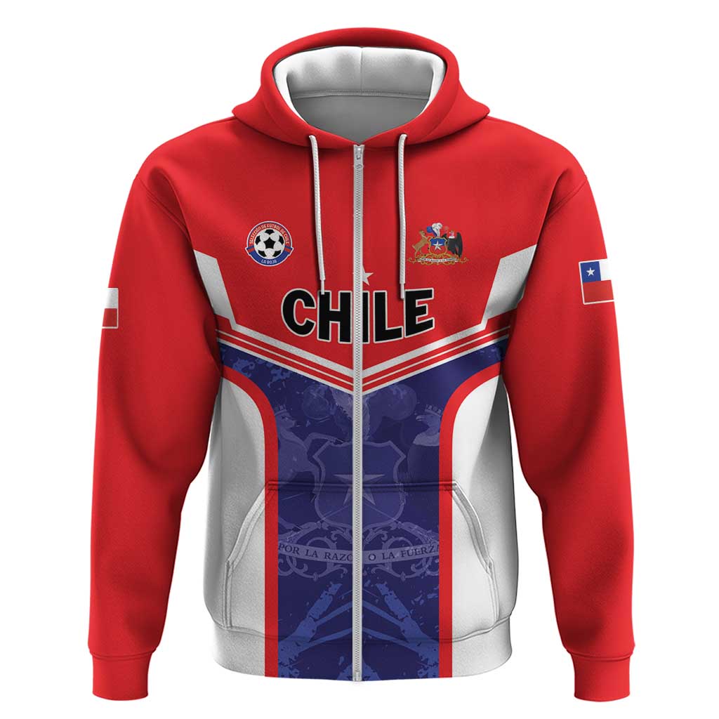 Custom Football Chile Zip Hoodie Vamos La Roja - Wonder Print Shop
