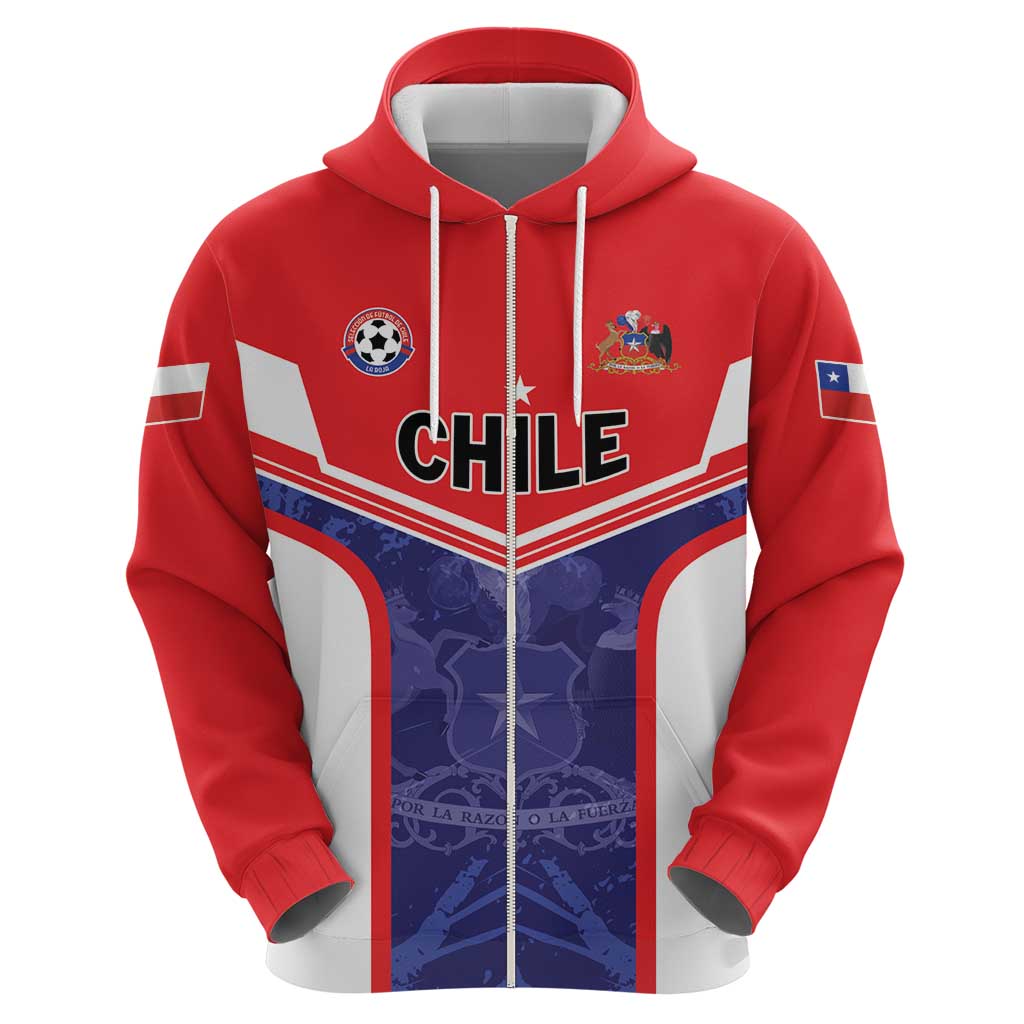 Custom Football Chile Zip Hoodie Vamos La Roja - Wonder Print Shop