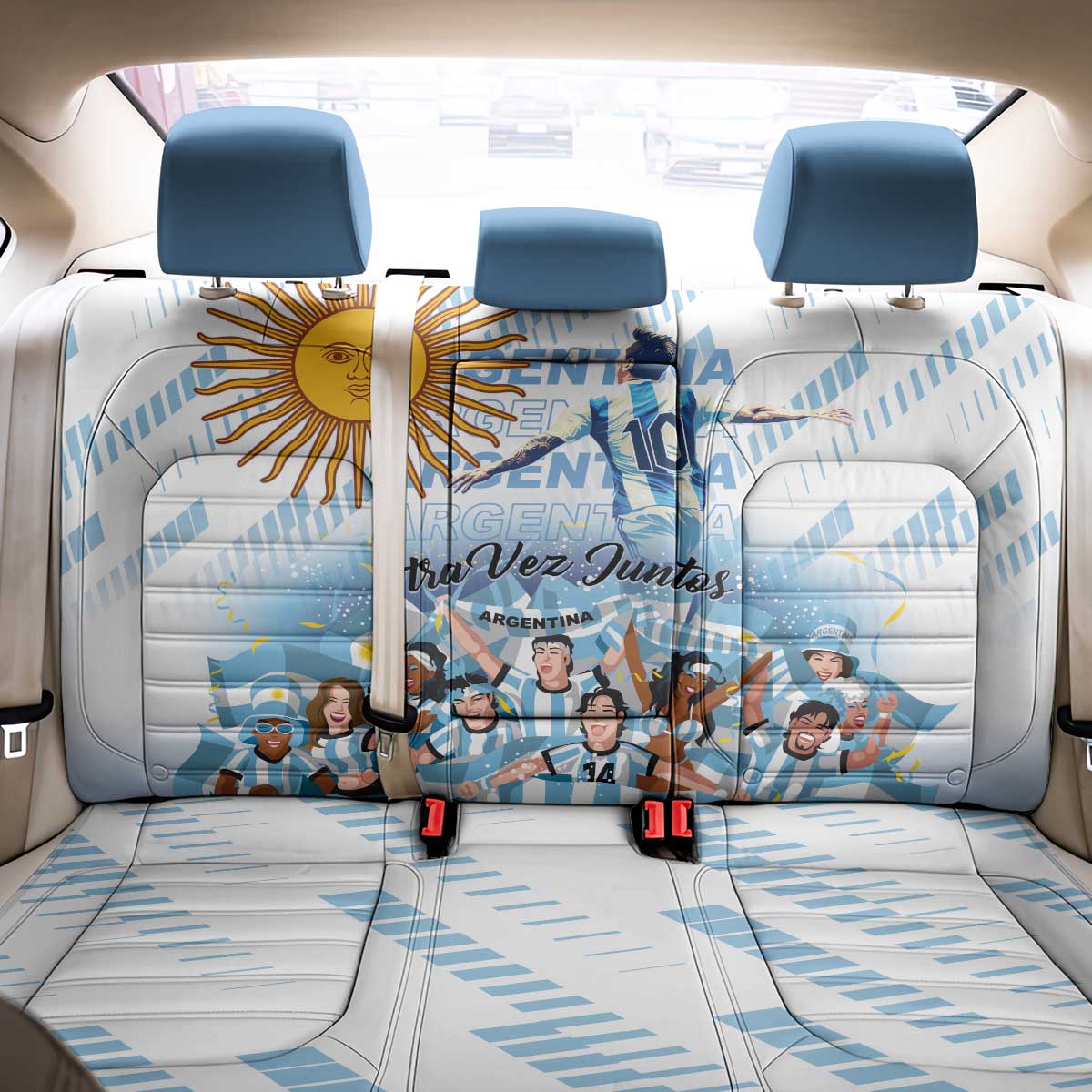 Argentina 2024 Football Champions Back Car Seat Cover Vamos La Seleccion Otra Vez Juntos - Wonder Print Shop