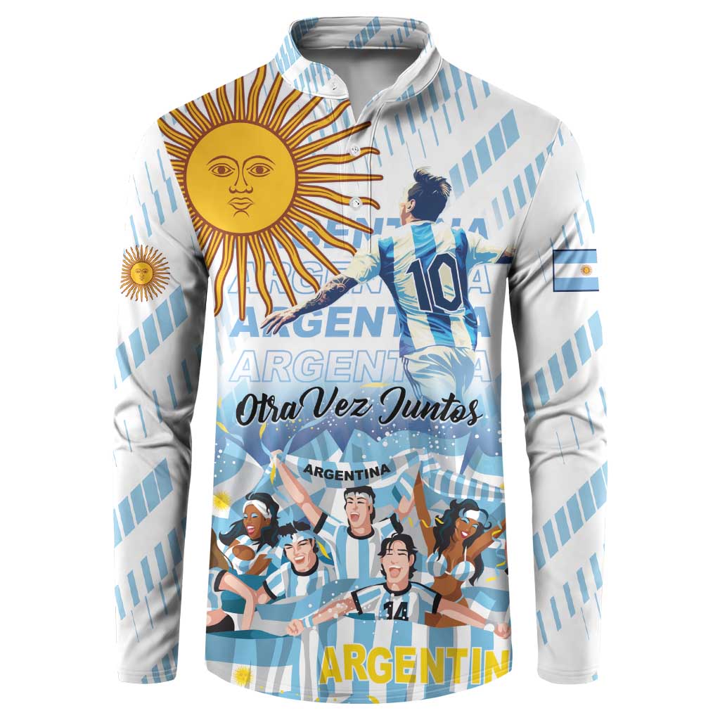 Argentina 2024 Football Champions Button Sweatshirt Vamos La Seleccion Otra Vez Juntos - Wonder Print Shop