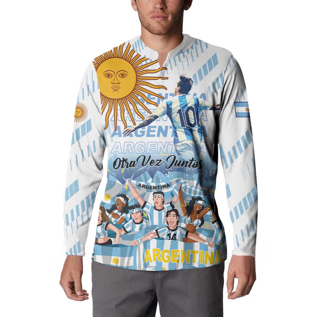 Argentina 2024 Football Champions Button Sweatshirt Vamos La Seleccion Otra Vez Juntos - Wonder Print Shop