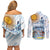 Argentina 2024 Football Champions Couples Matching Off Shoulder Short Dress and Long Sleeve Button Shirt Vamos La Seleccion Otra Vez Juntos - Wonder Print Shop