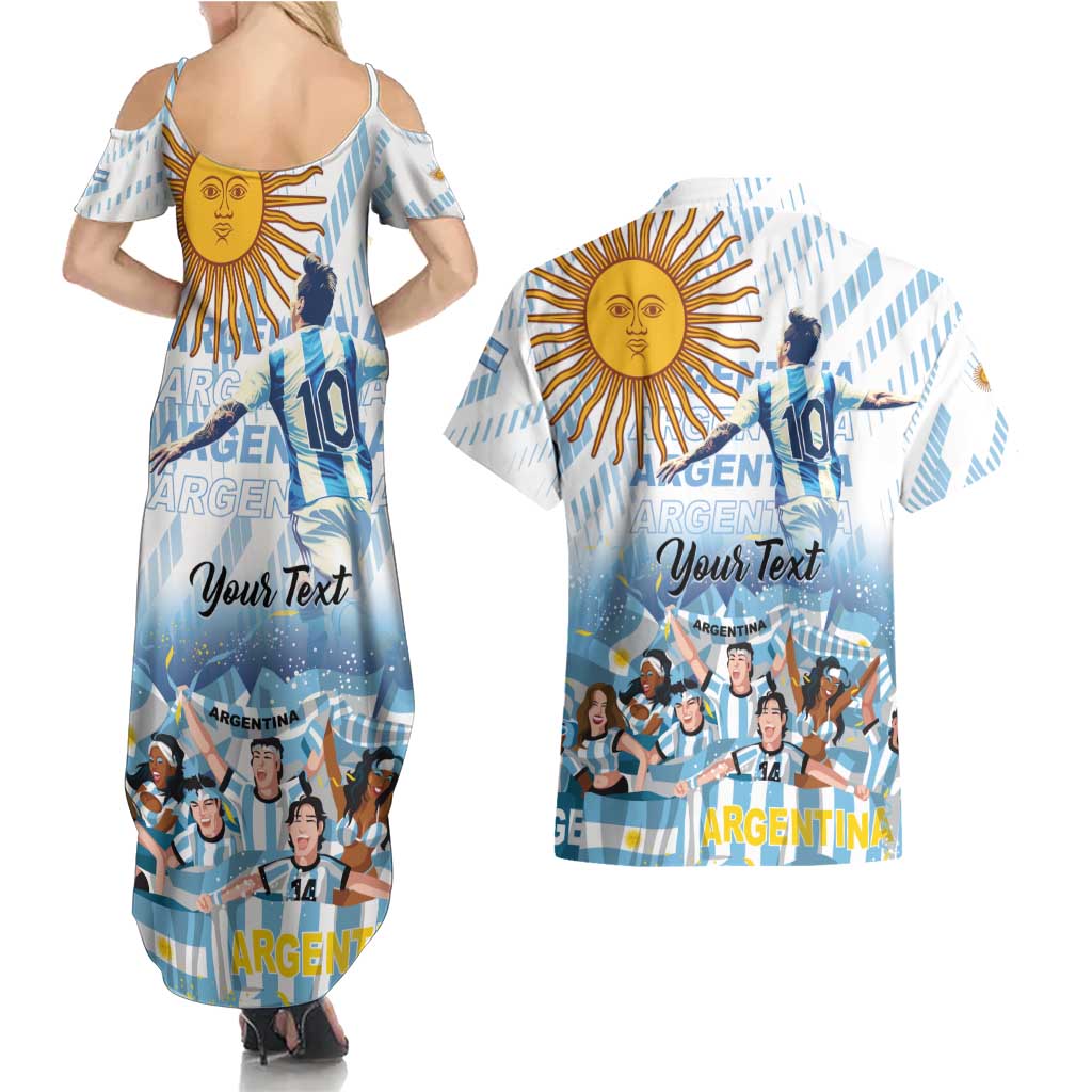 Argentina 2024 Football Champions Couples Matching Summer Maxi Dress and Hawaiian Shirt Vamos La Seleccion Otra Vez Juntos - Wonder Print Shop