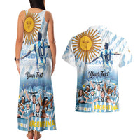 Argentina 2024 Football Champions Couples Matching Tank Maxi Dress and Hawaiian Shirt Vamos La Seleccion Otra Vez Juntos - Wonder Print Shop