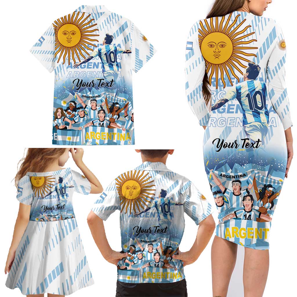 Argentina 2024 Football Champions Family Matching Long Sleeve Bodycon Dress and Hawaiian Shirt Vamos La Seleccion Otra Vez Juntos - Wonder Print Shop
