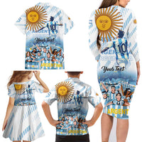 Argentina 2024 Football Champions Family Matching Long Sleeve Bodycon Dress and Hawaiian Shirt Vamos La Seleccion Otra Vez Juntos - Wonder Print Shop