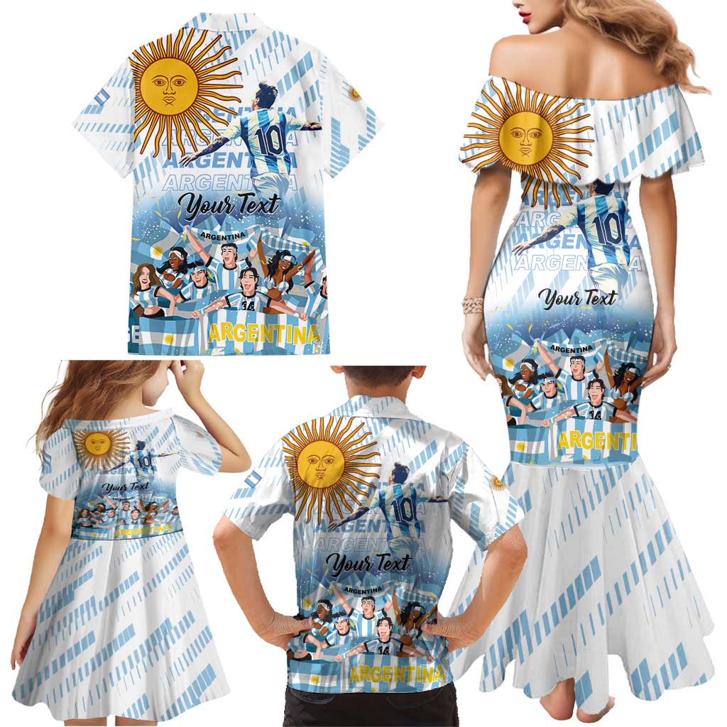 Argentina 2024 Football Champions Family Matching Mermaid Dress and Hawaiian Shirt Vamos La Seleccion Otra Vez Juntos - Wonder Print Shop