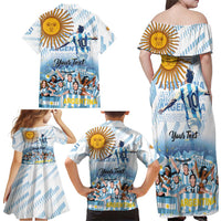 Argentina 2024 Football Champions Family Matching Off Shoulder Maxi Dress and Hawaiian Shirt Vamos La Seleccion Otra Vez Juntos - Wonder Print Shop