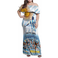 Argentina 2024 Football Champions Family Matching Off Shoulder Maxi Dress and Hawaiian Shirt Vamos La Seleccion Otra Vez Juntos - Wonder Print Shop
