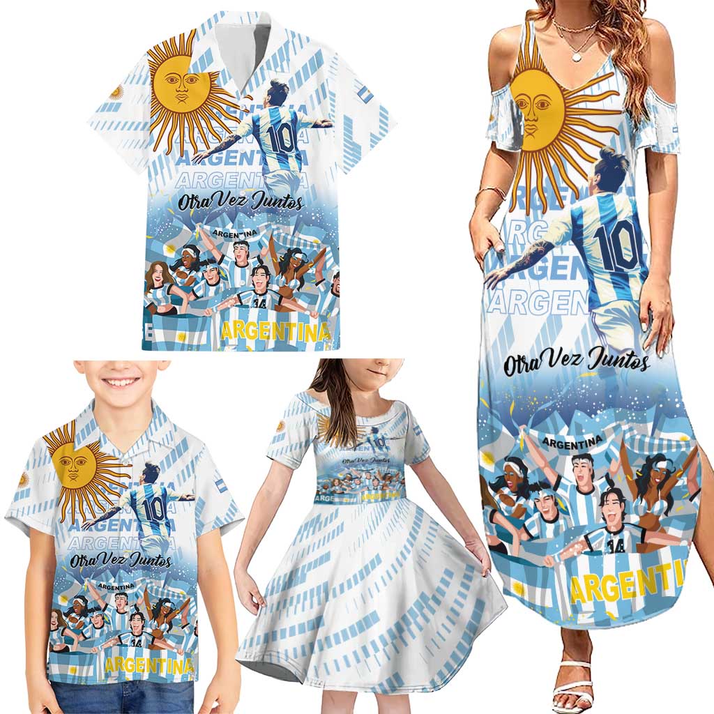 Argentina 2024 Football Champions Family Matching Summer Maxi Dress and Hawaiian Shirt Vamos La Seleccion Otra Vez Juntos - Wonder Print Shop