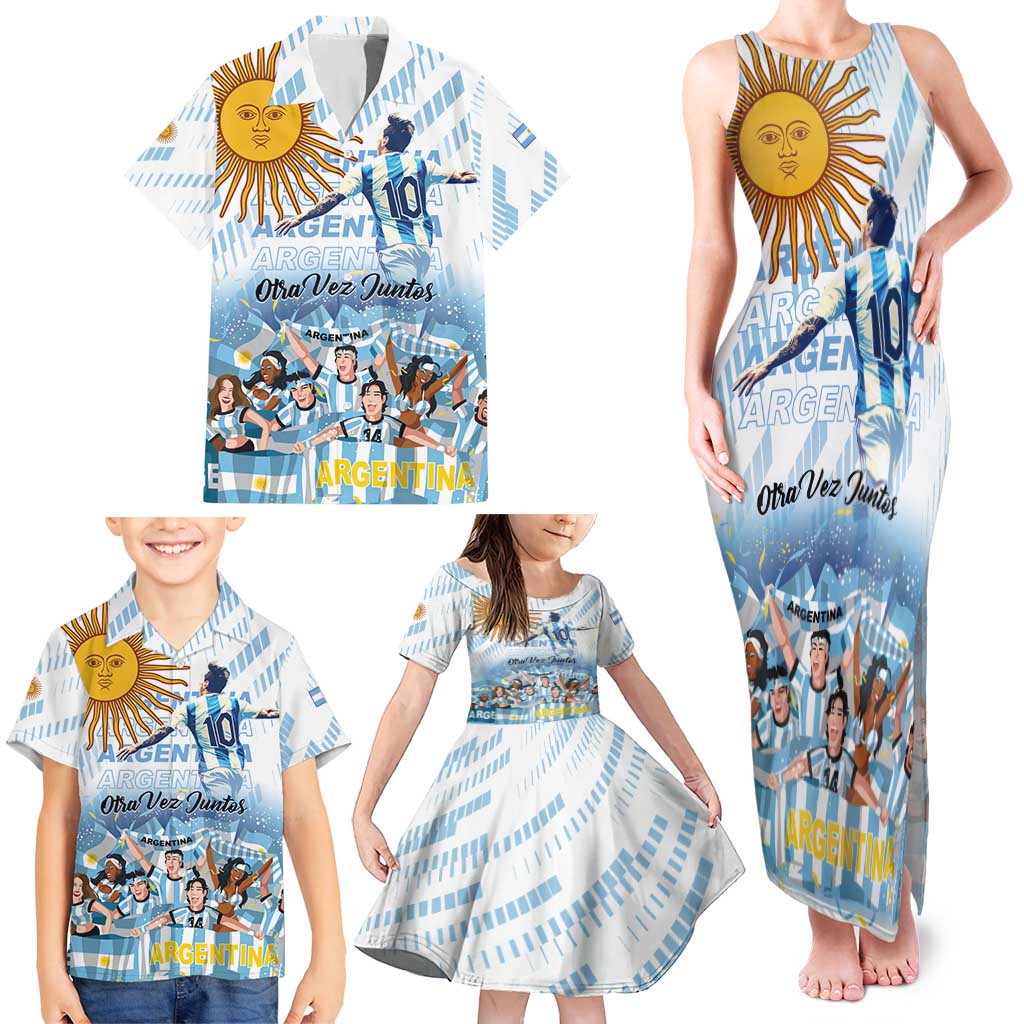 Argentina 2024 Football Champions Family Matching Tank Maxi Dress and Hawaiian Shirt Vamos La Seleccion Otra Vez Juntos - Wonder Print Shop