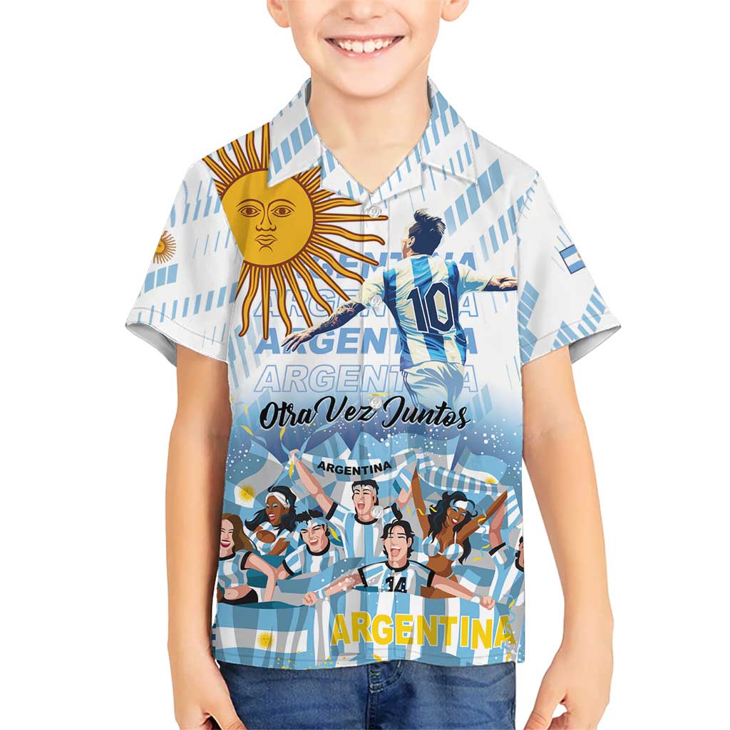 Argentina 2024 Football Champions Kid Hawaiian Shirt Vamos La Seleccion Otra Vez Juntos - Wonder Print Shop