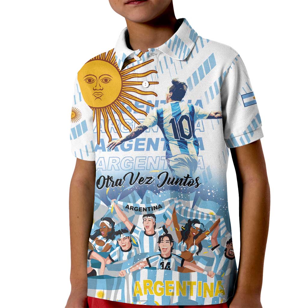 Argentina 2024 Football Champions Kid Polo Shirt Vamos La Seleccion Otra Vez Juntos - Wonder Print Shop