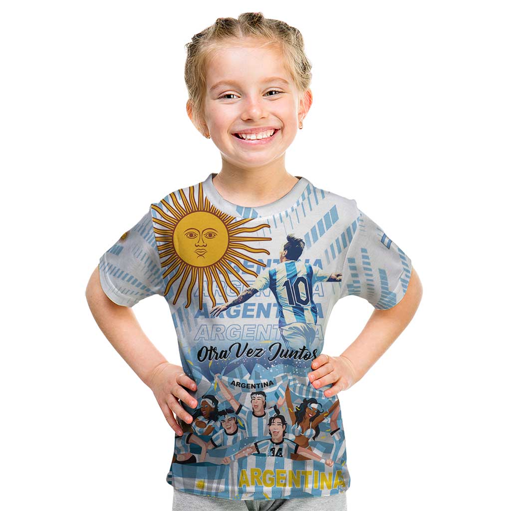 Argentina 2024 Football Champions Kid T Shirt Vamos La Seleccion Otra Vez Juntos - Wonder Print Shop