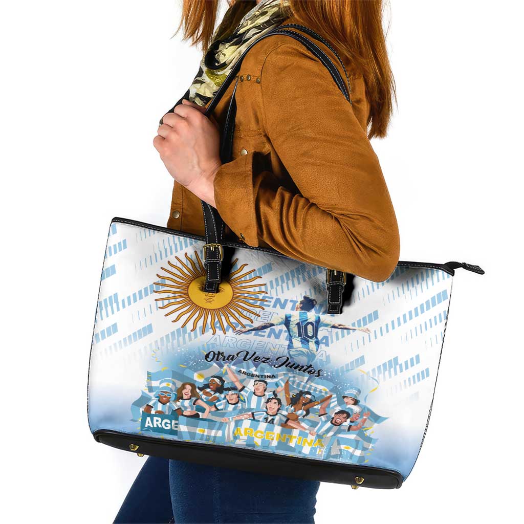 Argentina 2024 Football Champions Leather Tote Bag Vamos La Seleccion Otra Vez Juntos - Wonder Print Shop