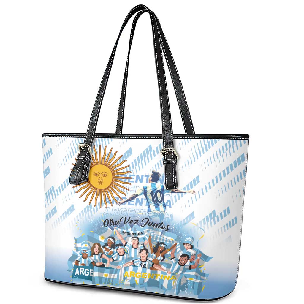 Argentina 2024 Football Champions Leather Tote Bag Vamos La Seleccion Otra Vez Juntos - Wonder Print Shop