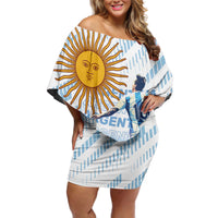 Argentina 2024 Football Champions Off Shoulder Short Dress Vamos La Seleccion Otra Vez Juntos - Wonder Print Shop