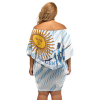 Argentina 2024 Football Champions Off Shoulder Short Dress Vamos La Seleccion Otra Vez Juntos - Wonder Print Shop
