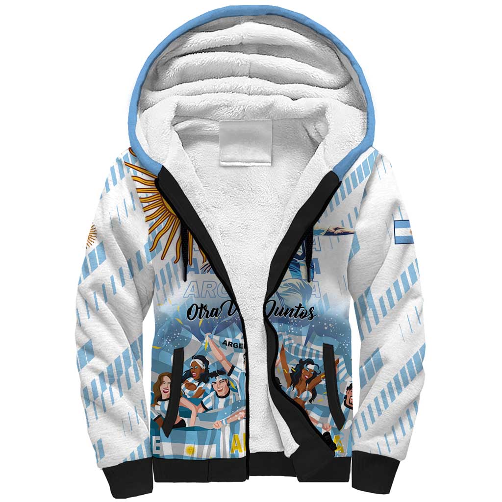 Argentina 2024 Football Champions Sherpa Hoodie Vamos La Seleccion Otra Vez Juntos - Wonder Print Shop