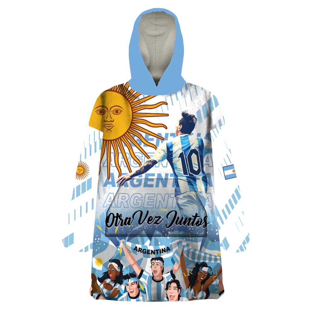 Argentina 2024 Football Champions Wearable Blanket Hoodie Vamos La Seleccion Otra Vez Juntos - Wonder Print Shop