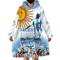 Argentina 2024 Football Champions Wearable Blanket Hoodie Vamos La Seleccion Otra Vez Juntos - Wonder Print Shop