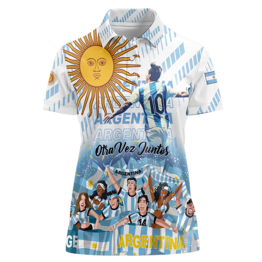 Argentina 2024 Football Champions Women Polo Shirt Vamos La Seleccion Otra Vez Juntos - Wonder Print Shop