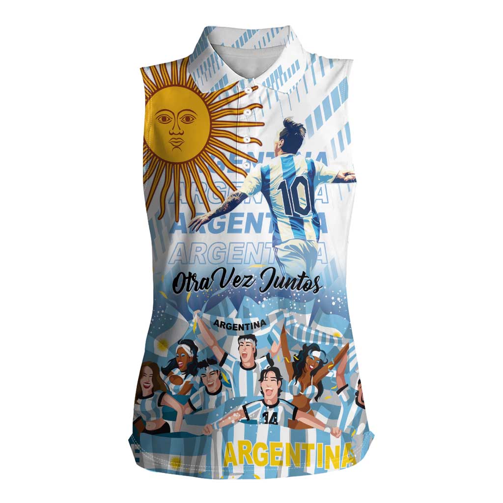 Argentina 2024 Football Champions Women Sleeveless Polo Shirt Vamos La Seleccion Otra Vez Juntos - Wonder Print Shop