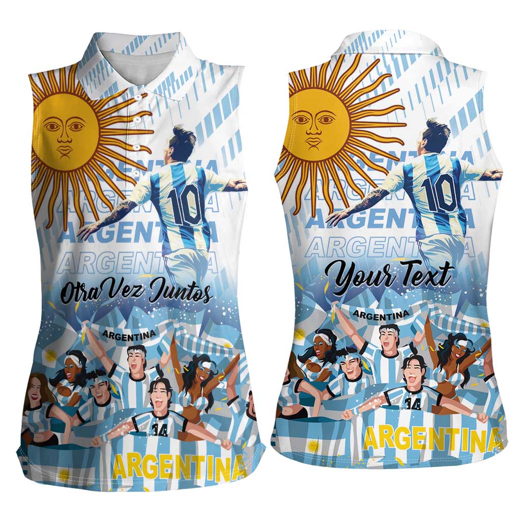 Argentina 2024 Football Champions Women Sleeveless Polo Shirt Vamos La Seleccion Otra Vez Juntos - Wonder Print Shop