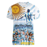 Argentina 2024 Football Champions Women V-Neck T-Shirt Vamos La Seleccion Otra Vez Juntos - Wonder Print Shop