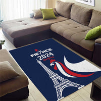 France 2024 Bonjour Area Rug Eiffel Tower Gallic Rooster - Wonder Print Shop