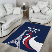 France 2024 Bonjour Area Rug Eiffel Tower Gallic Rooster - Wonder Print Shop