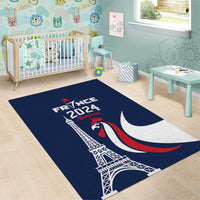 France 2024 Bonjour Area Rug Eiffel Tower Gallic Rooster - Wonder Print Shop
