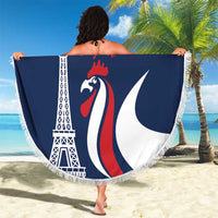 France 2024 Bonjour Beach Blanket Eiffel Tower Gallic Rooster - Wonder Print Shop