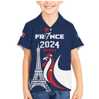 Personalized France 2024 Bonjour Family Matching Mermaid Dress and Hawaiian Shirt Eiffel Tower Gallic Rooster - Wonder Print Shop