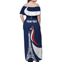Personalized France 2024 Bonjour Family Matching Off Shoulder Maxi Dress and Hawaiian Shirt Eiffel Tower Gallic Rooster - Wonder Print Shop
