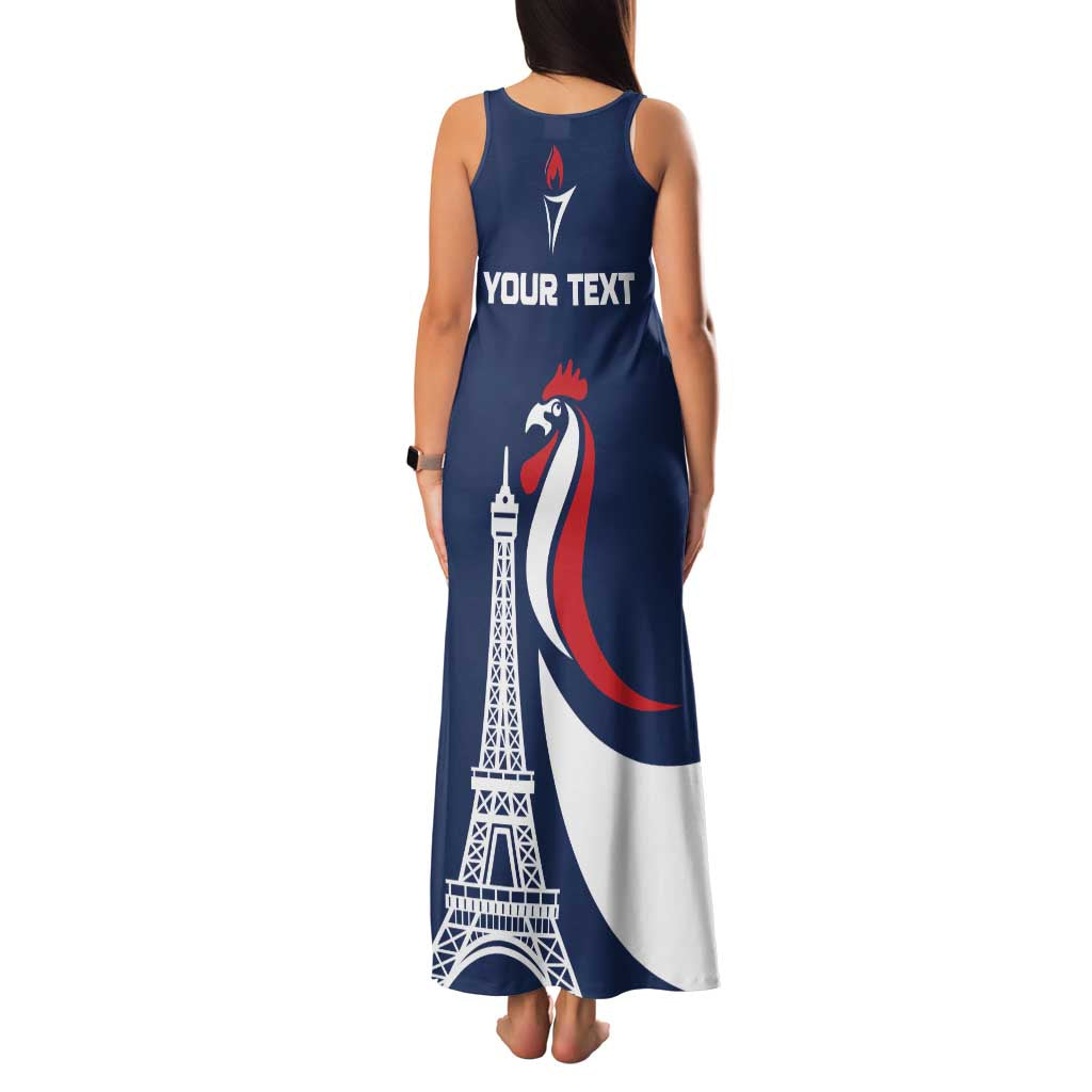 Personalized France 2024 Bonjour Family Matching Tank Maxi Dress and Hawaiian Shirt Eiffel Tower Gallic Rooster - Wonder Print Shop